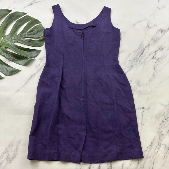 The Limited Vintage Linen Blend Sheath Dress Size 6 Purple Sleeveless 90s - Picture 6 of 9